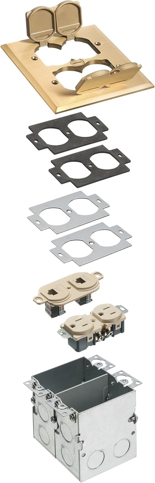 Industries FLB5552MB-1 Combo Steel Floor Box Kit with Low-Voltage Divider, Metal