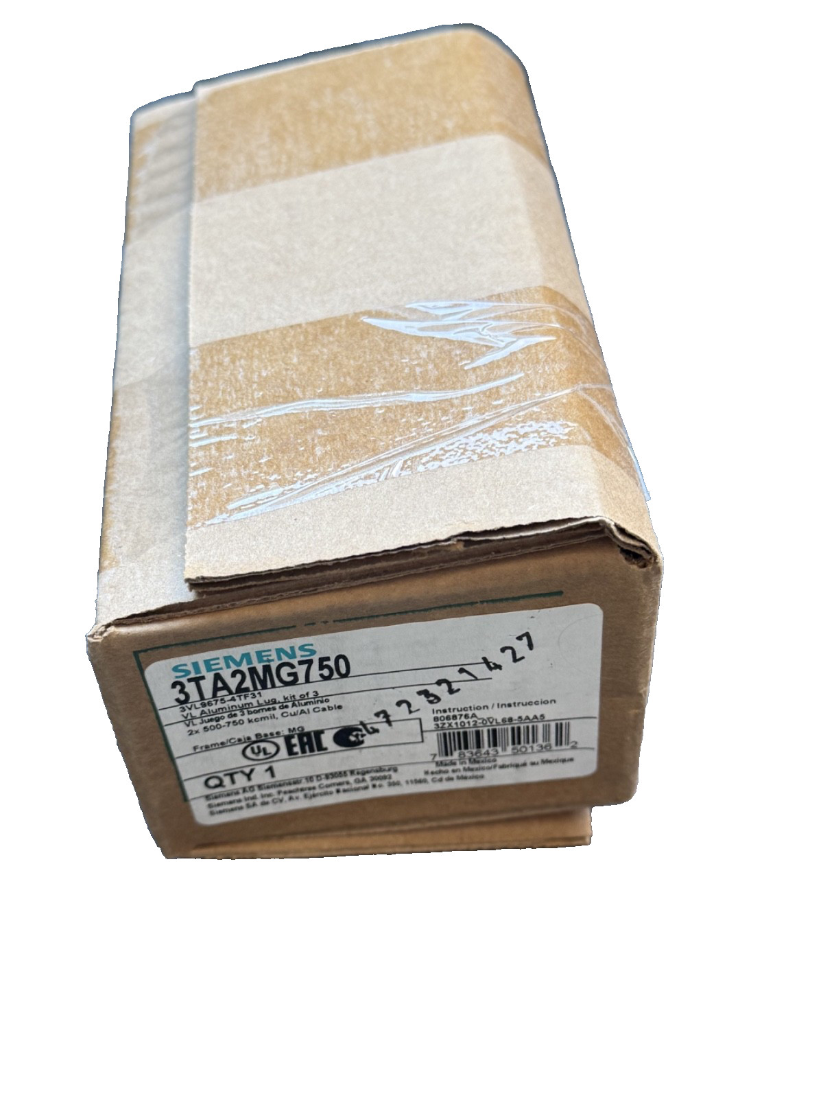 NEW Siemens 3TA2MG750 / TA2MG750 VL Breaker Lug Kit – NEW IN BOX – IN STOCK
