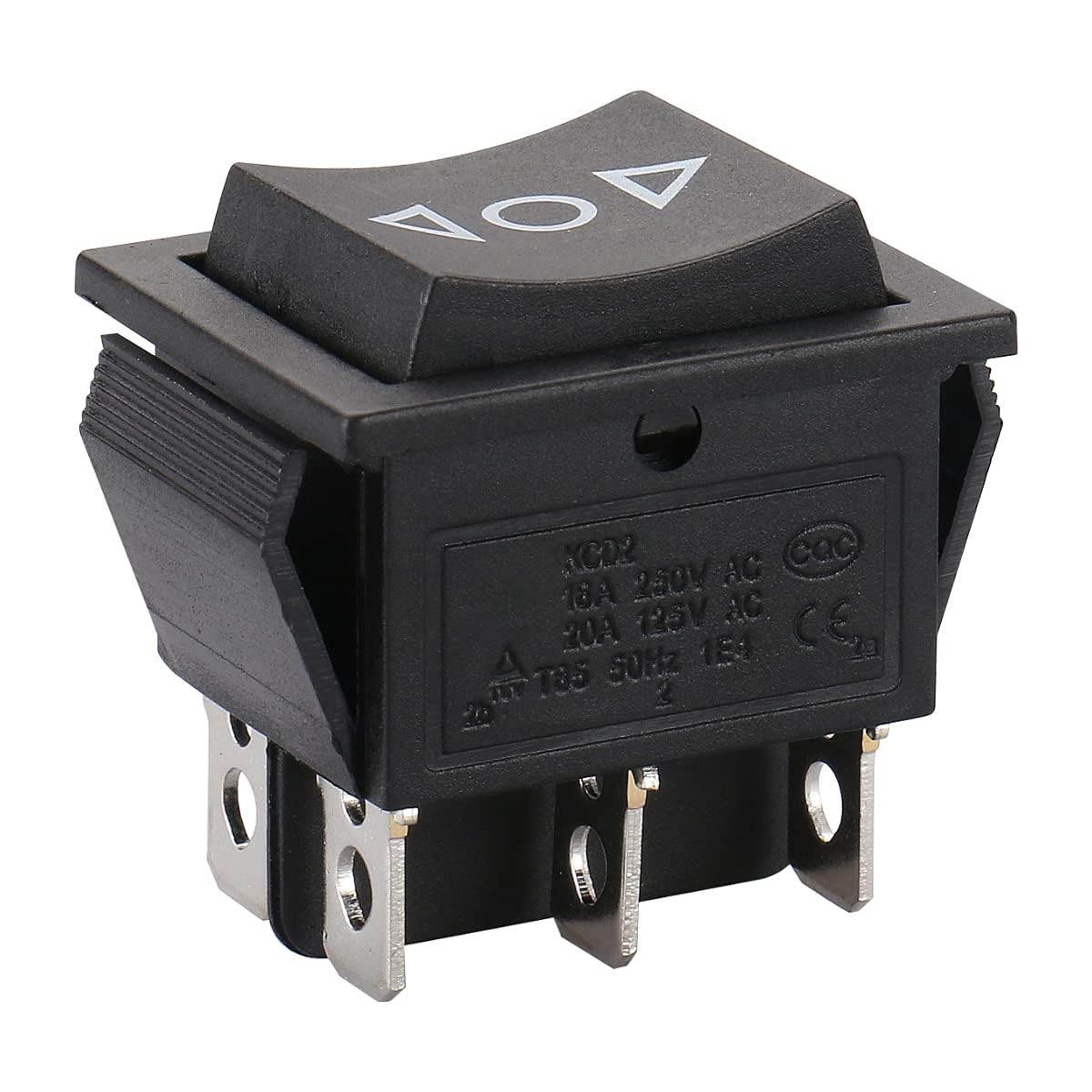 BAOMAIN DPDT Momentary Rocker Switch (ON)-Off-(ON),6-Pin 3 Position Black