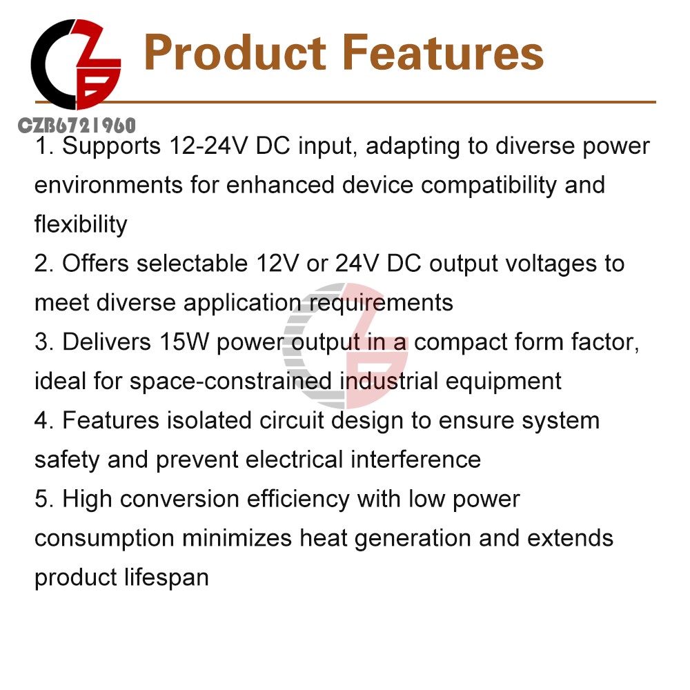 DC-DC Isolated Power Supply Module 12-24V to 12V/24V 15W Power Converter Module