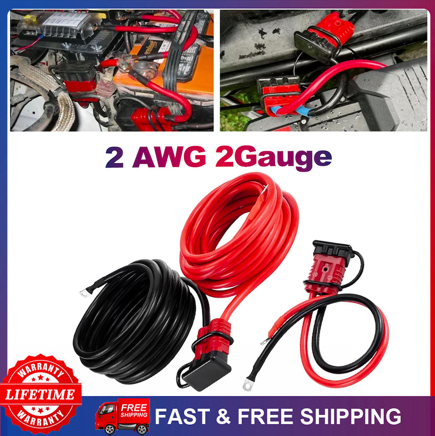 24FT Quick Disconnect Winch Cable 2 Gauge AWG Power Wire – for Trailer Winches