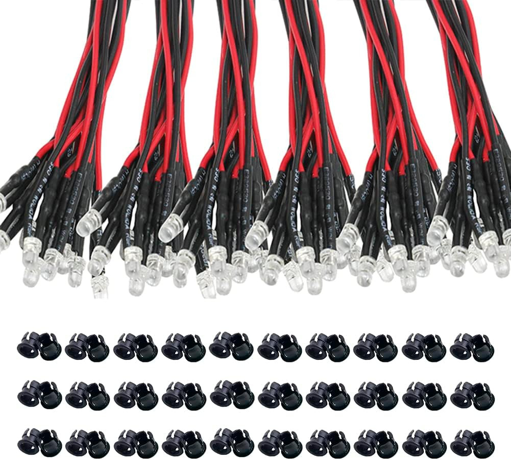 60Pcs 3Mm Pre Wired LED Diodes Light Ultra Bright -White Warm White Red Blue Gre