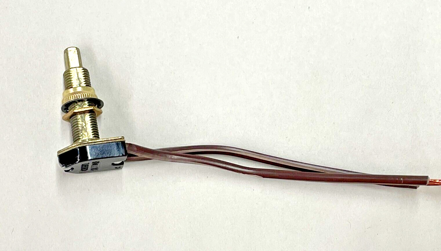 5 pieces – Push Button Switch, Brass, 1-1/8 thread-3A 125V, 4″ wire(96.8-40)