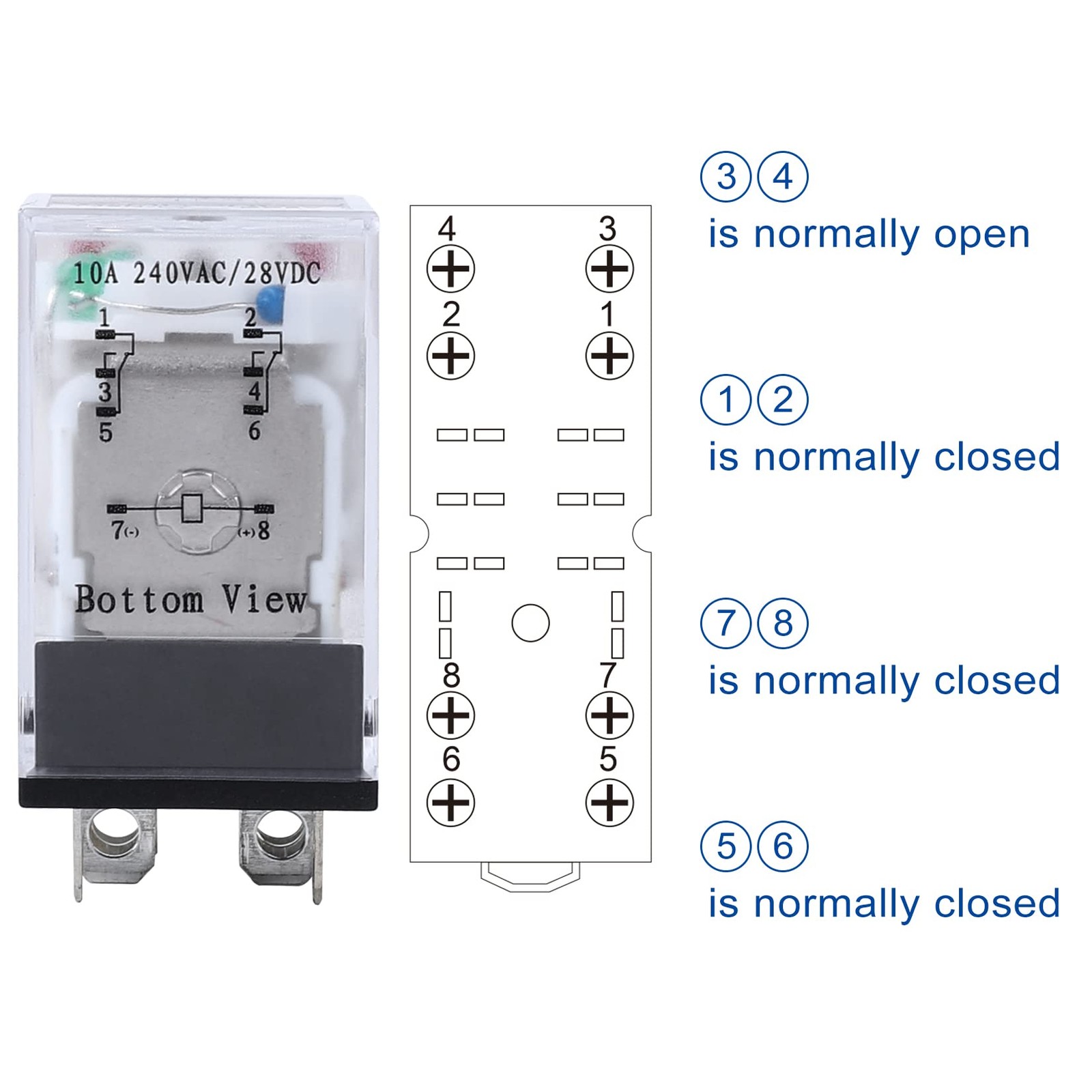 8Pin DPDT Power Relay 10A 110/120V AC Coil LED Indicator for Industrial