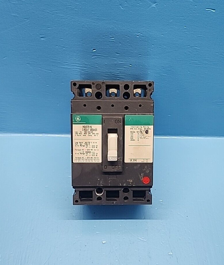 GE TED136100 100A 600V 3Pole Circuit Breaker