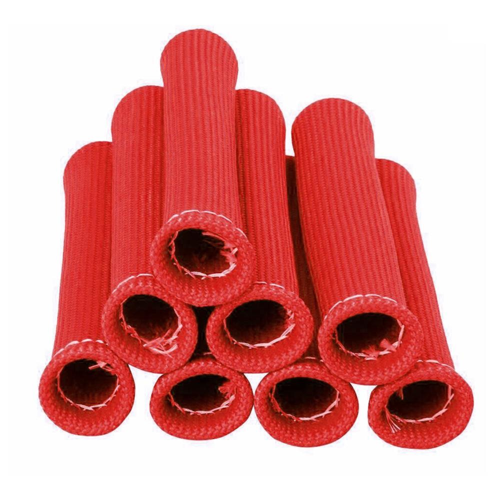 8* Red Spark Plug Wire Sheath Wire Boots Sleeve Heat Shield Cover For SBC BBC