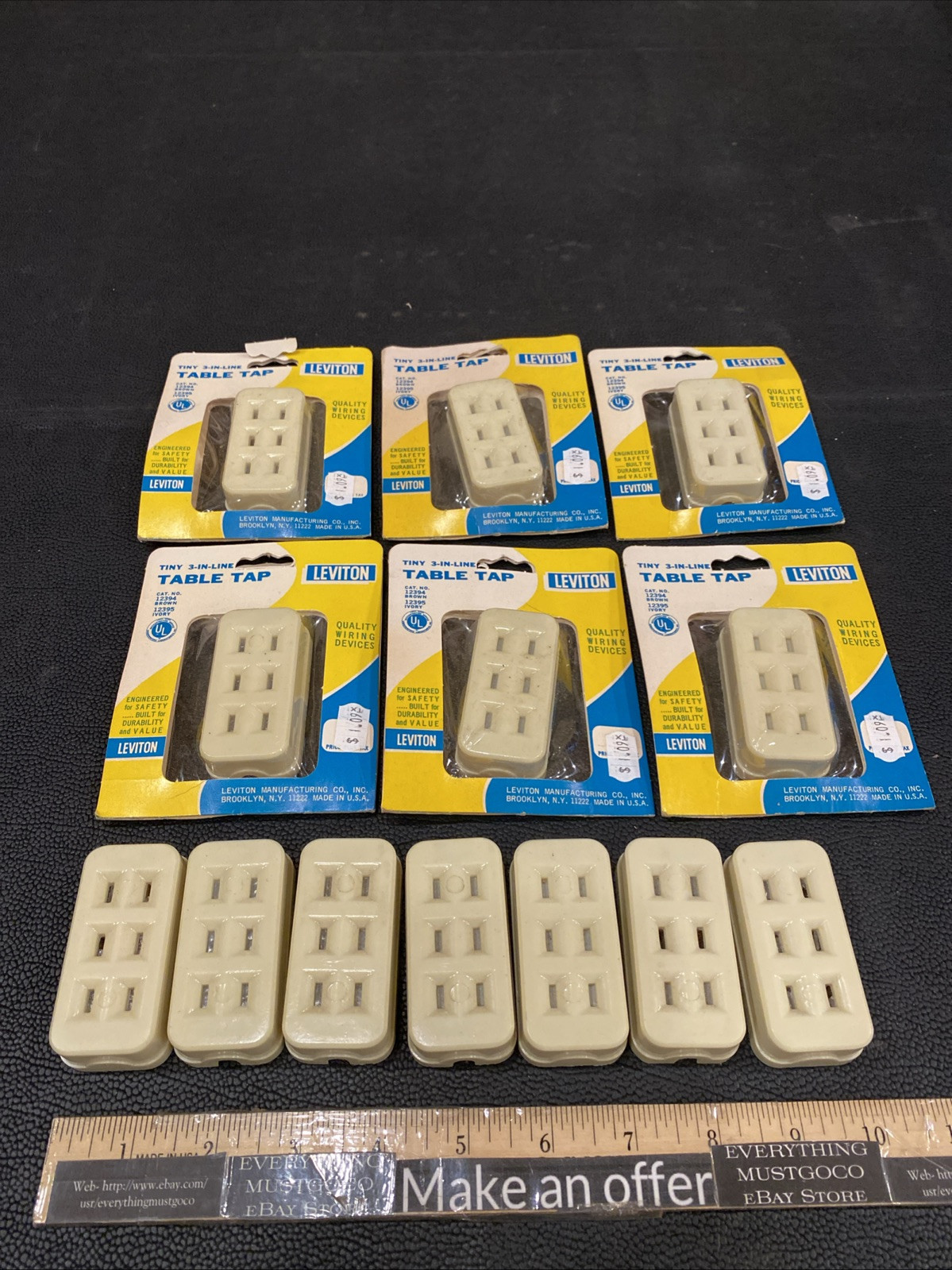 13 3-IN-LINE IVORY Triple Table RECEPTACLE Tap Outlet Leviton 12395 302 15A 125V