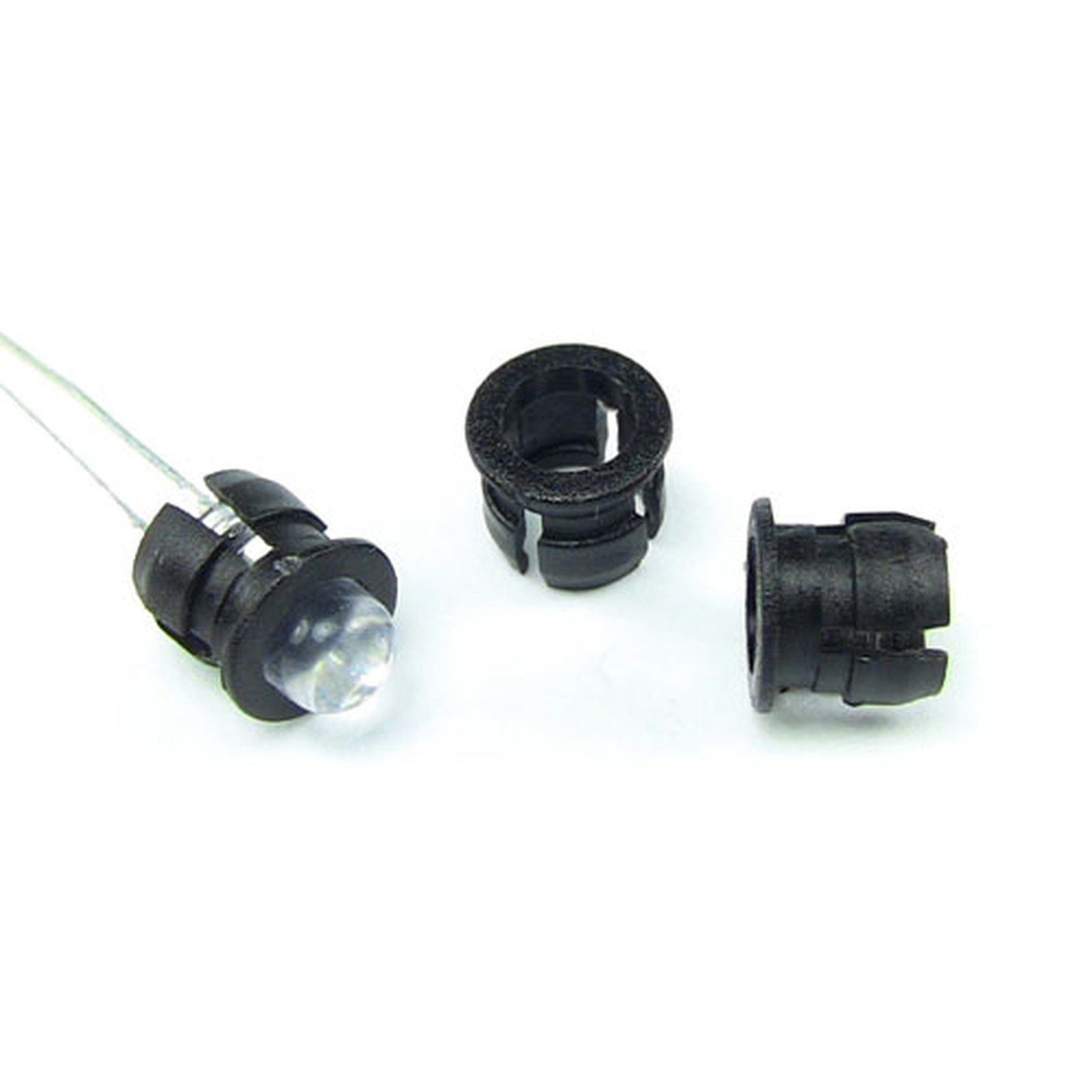 50 x 5mm LED Bezel Holder Mount Black Through-Hole Panel Display Case