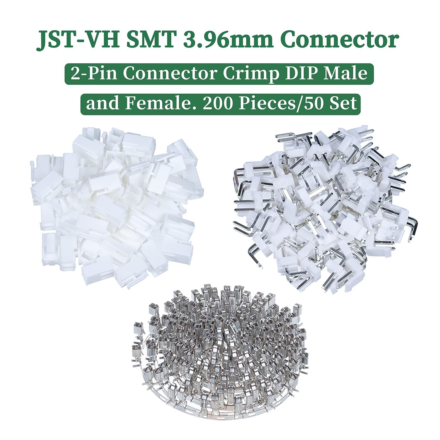 200 Pieces / 50 Sets JST VH SMT 3.96 mm Pitch 2 Pin Female Housing and Male A…