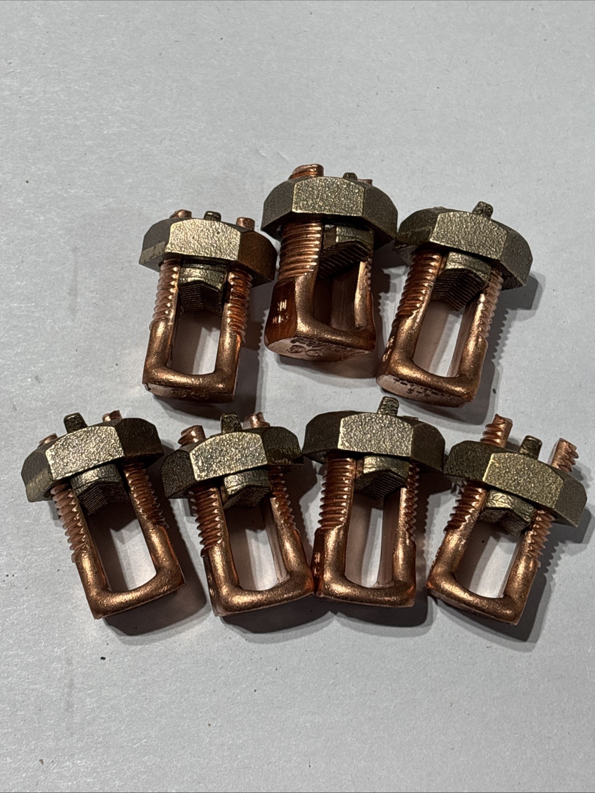 PF-50 Copper Split Bolt Wire Connector 1/0-2 Run 1/0-14 Tap (Lot of 7)
