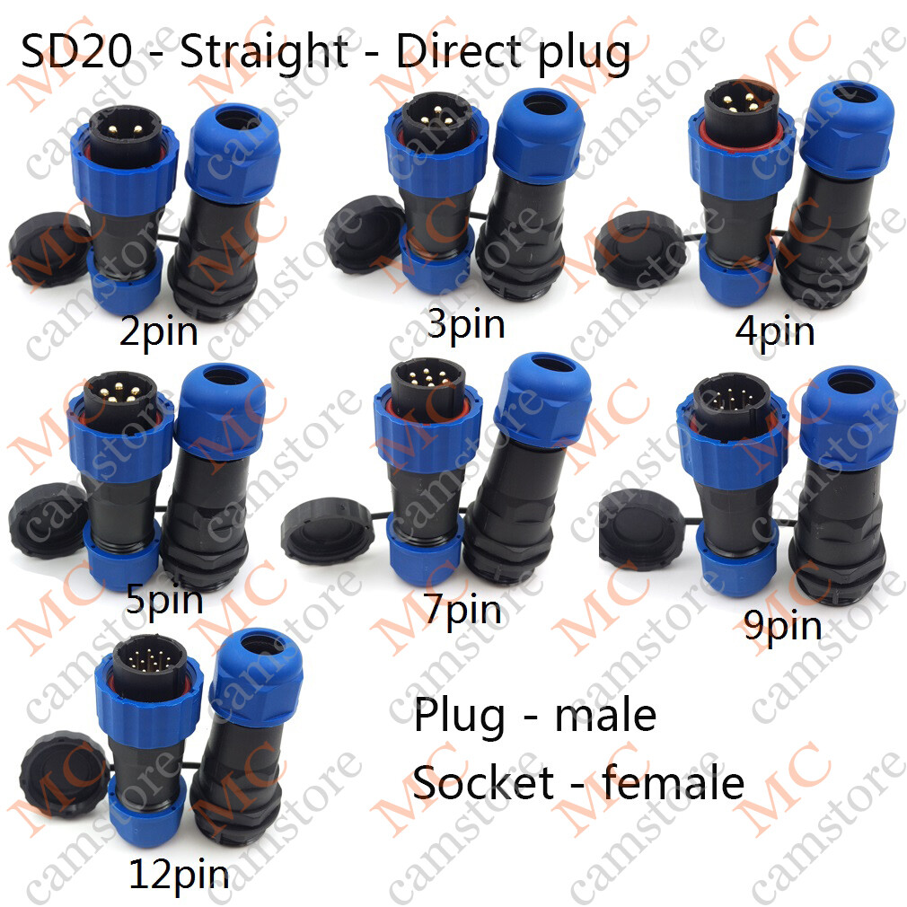 SD20 1~14Pin Waterproof Aviation Cable Connector,Electrical Power Wire Connector
