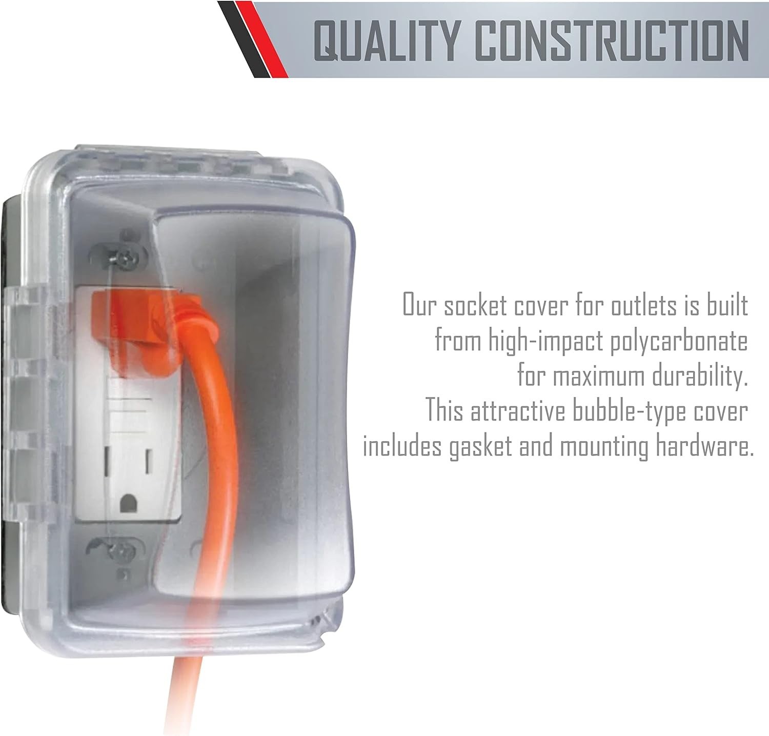 1-Gang Weatherproof In-Use Outlet Cover, Clear, 3.75-Inch Deep, Easy Install