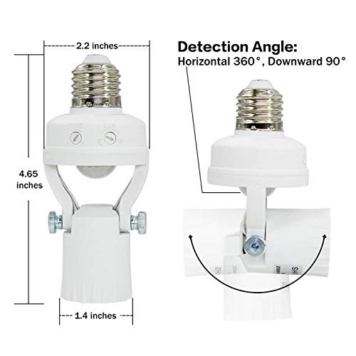 PIR Motion Sensor Light Socket – 180 Degree Rotatable E26 / E27 Smart Screw Bulb