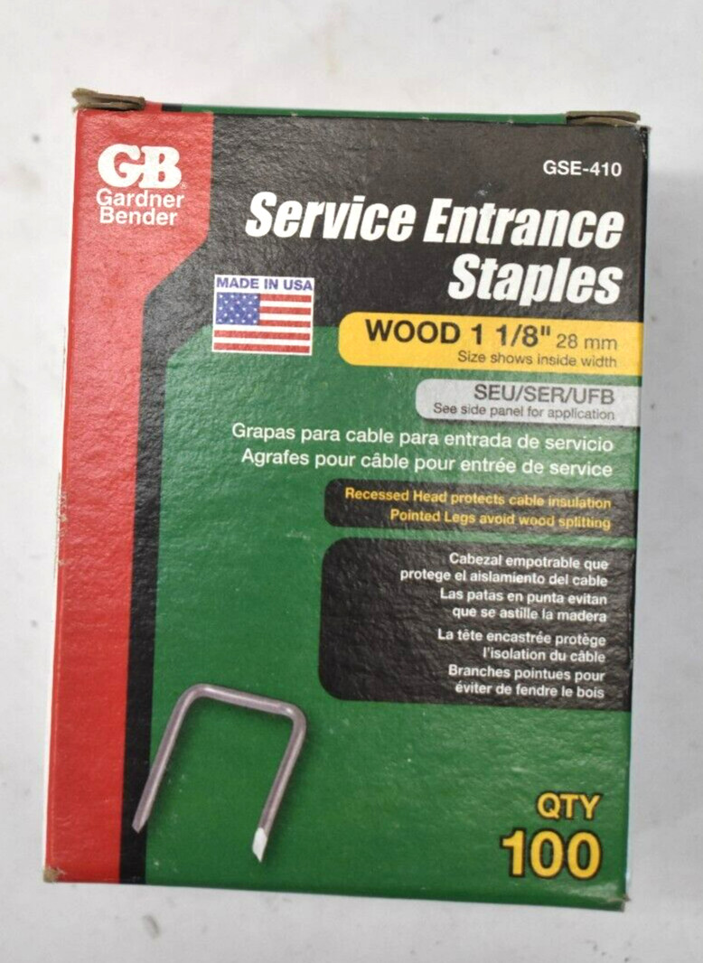 Gardner Bender Electric GB Service Entrance Staples Wood 1-1/8″ 100 Pack GSE-410