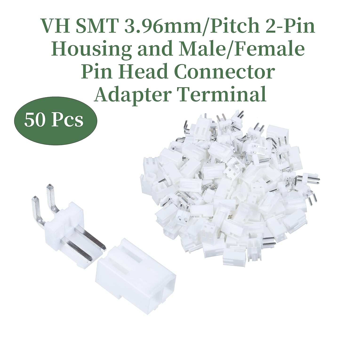 200 Pieces / 50 Sets JST VH SMT 3.96 mm Pitch 2 Pin Female Housing and Male A…