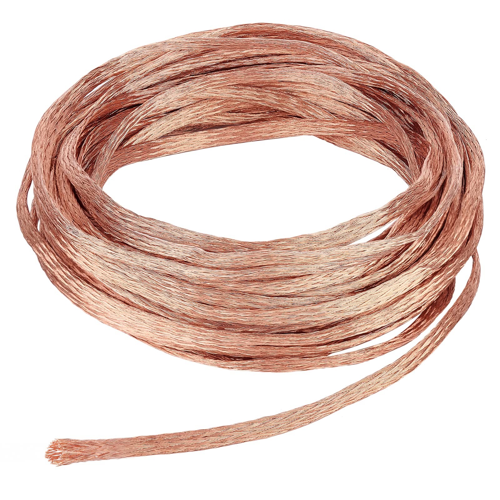 26Ft 3mm Flat Copper Braided Ground Strap, Braided Nude Copper Wire for Groun…