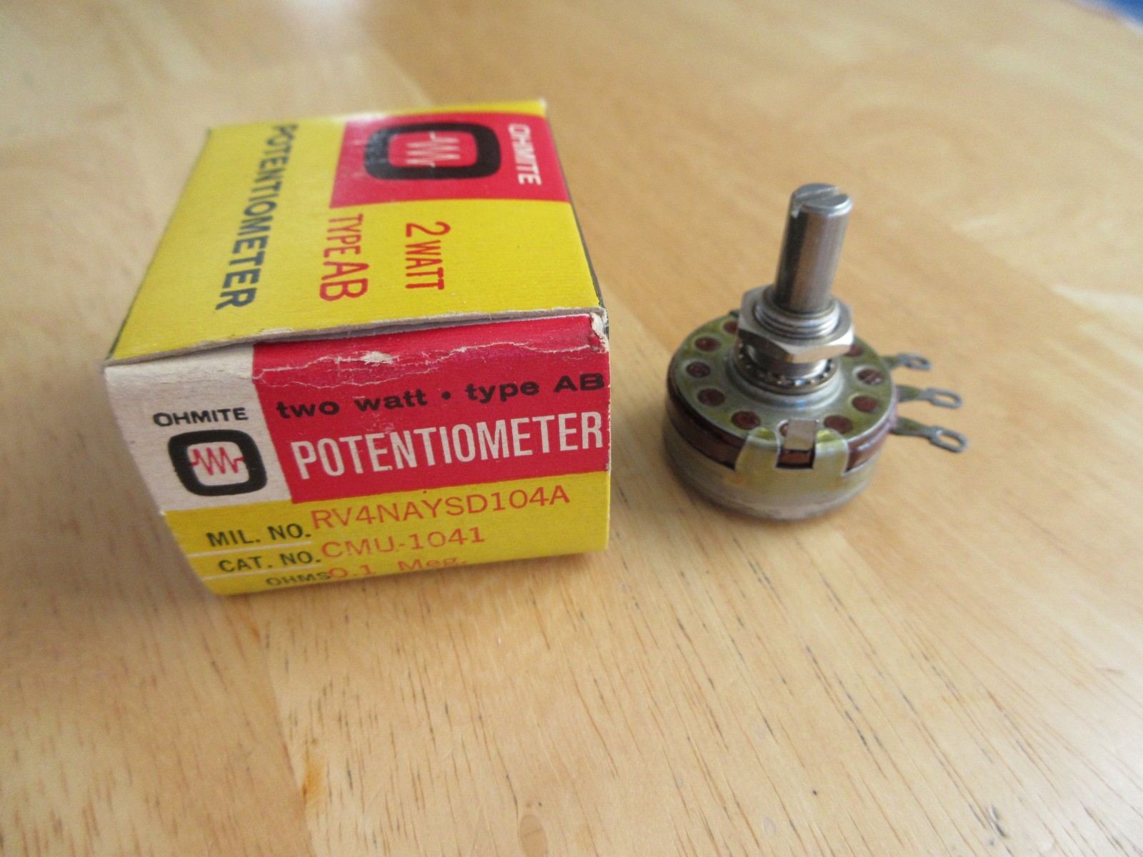 OHMITE 2 Watt Type AB Potentiometer 0.1 Meg. Ohms No. CMU-1041