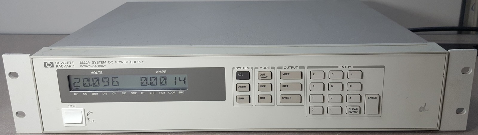 HP 6632A SYSTEM DC POWER SUPPLY, 0-20V/0-5A. 100W. SER.3524A14821. OPT.760