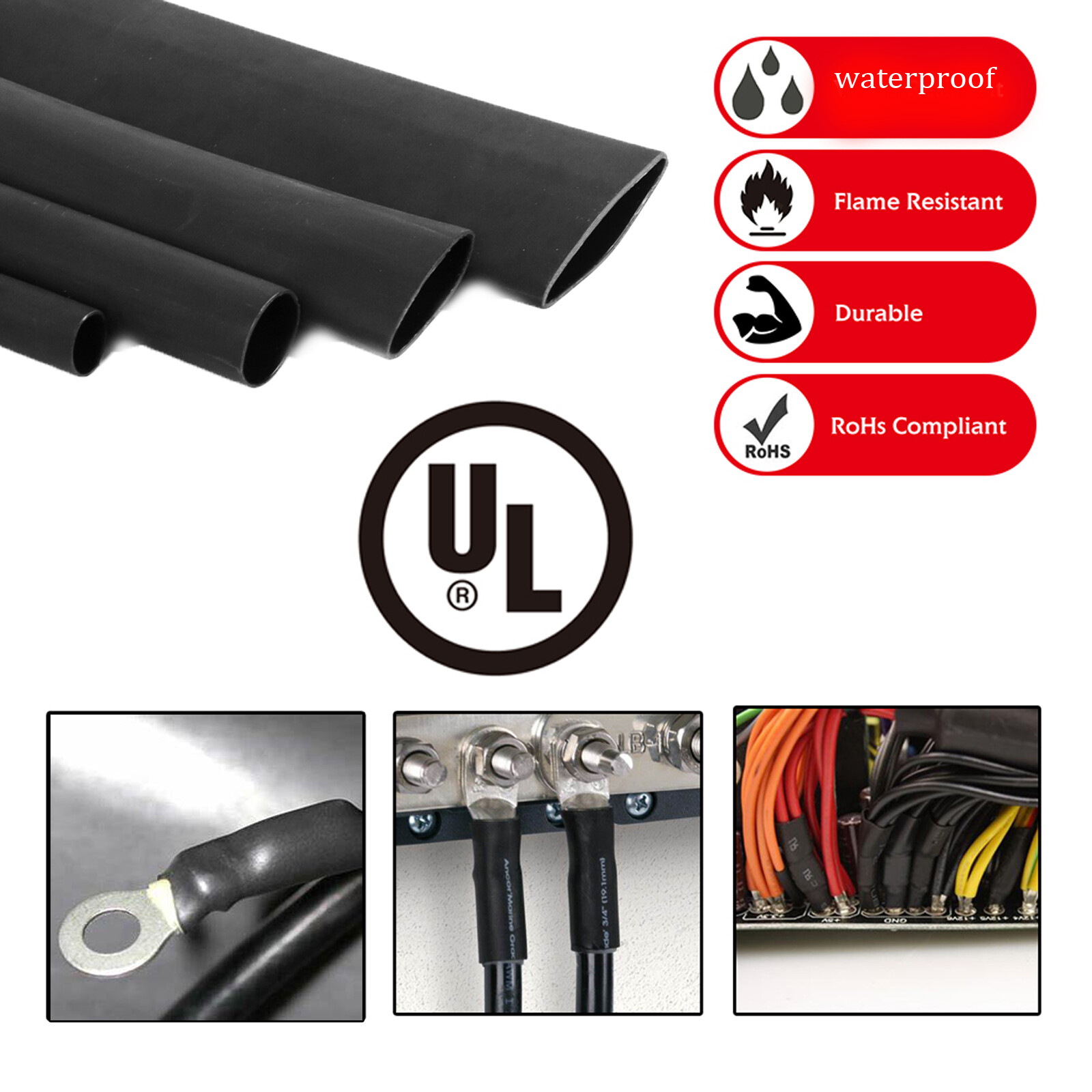 Heat Shrink Tube 4:1 Wires Sleeve Adhesive Waterproof Dual Wall Shrinkable Tube