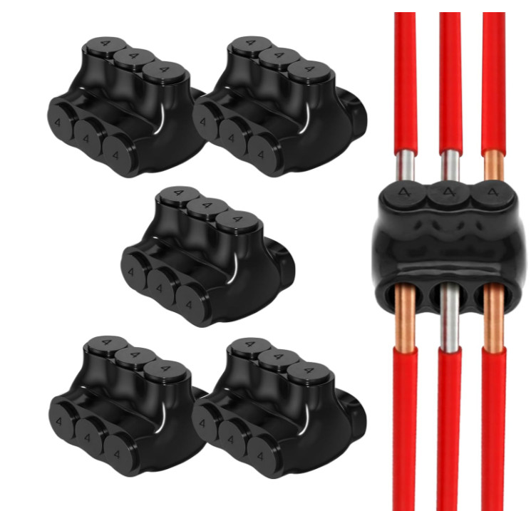 3 Port Inline Splice Connector 4-14 AWG AL/CU Insulated Wire Connector UL (6pcs)