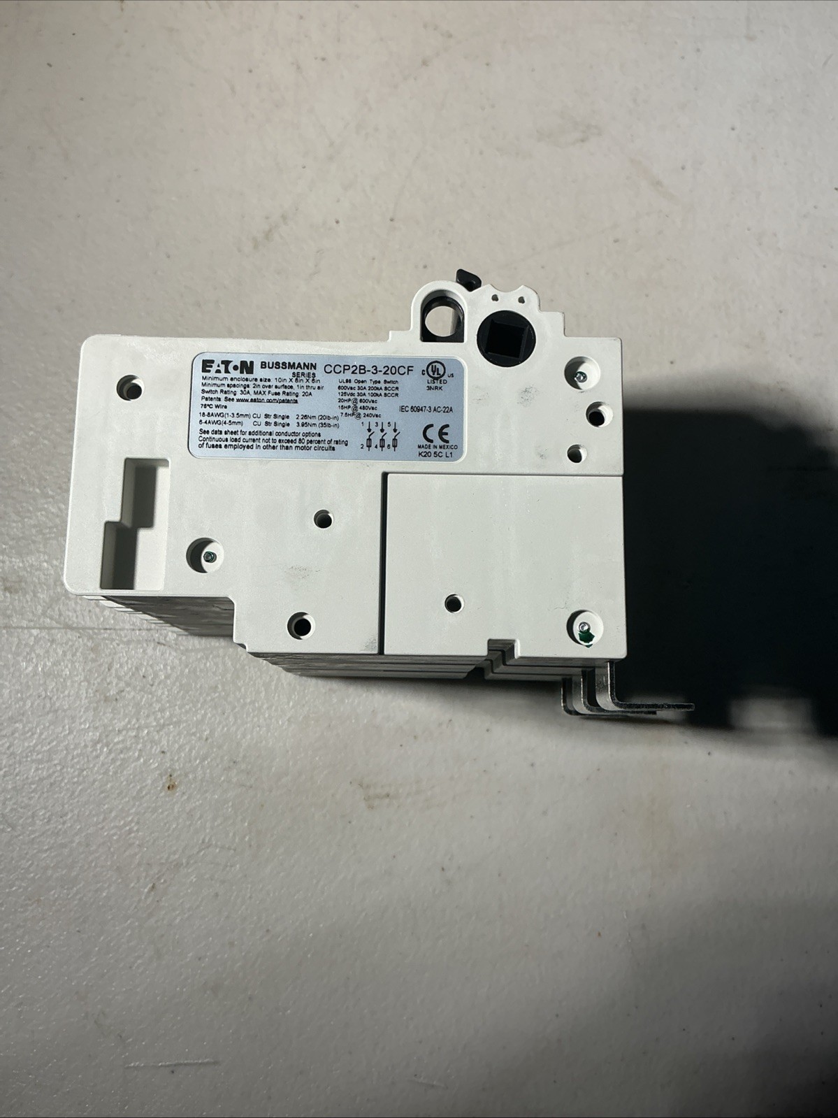 NEW BOX OF QTY (2) CCP2B-3-20CF – EATON DISCONNECT SWITCH, 20A, 3POLE 600VAC