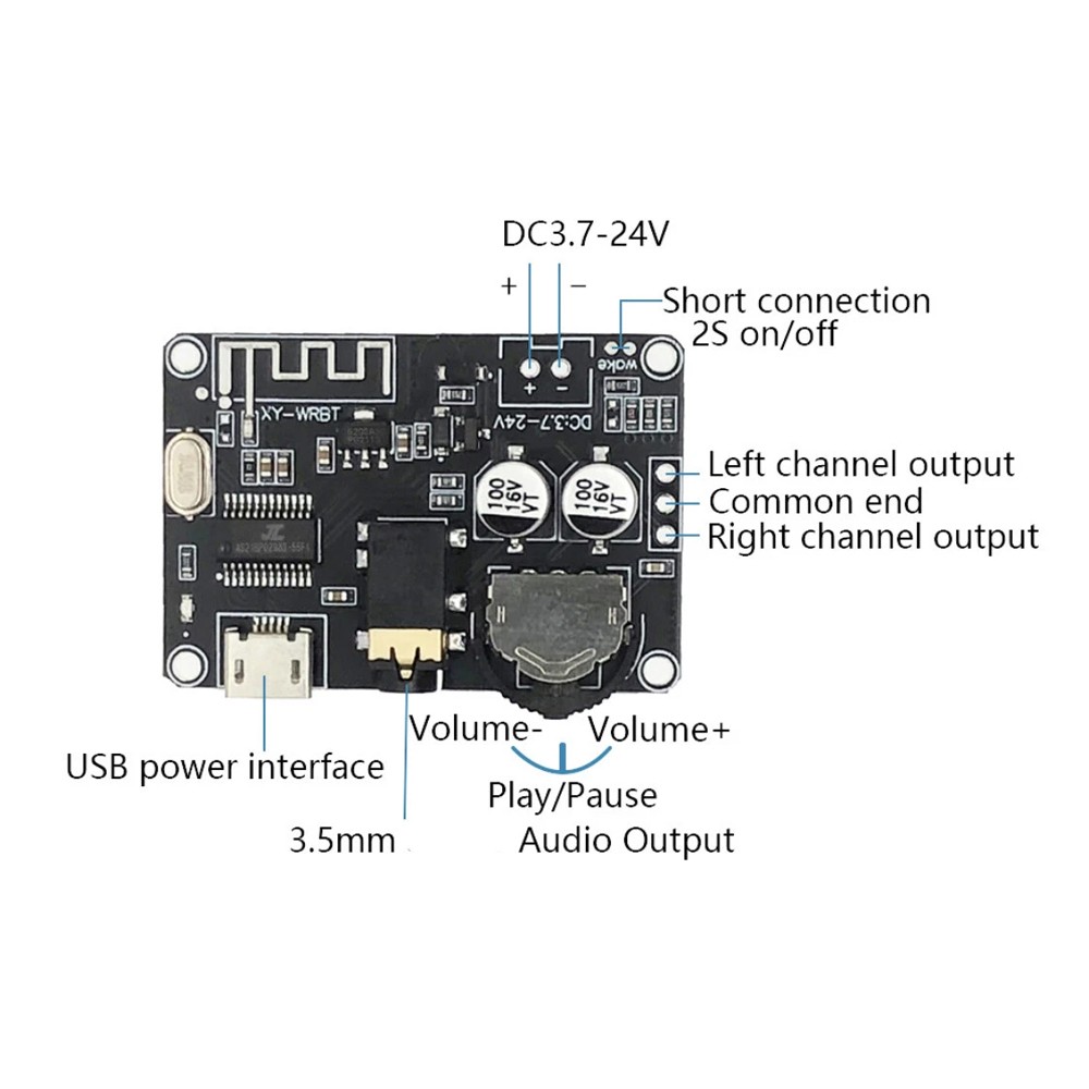2PCS Bluetooth 5.0 Audio Receiver Board Lossless Board Wireless Stereo Module