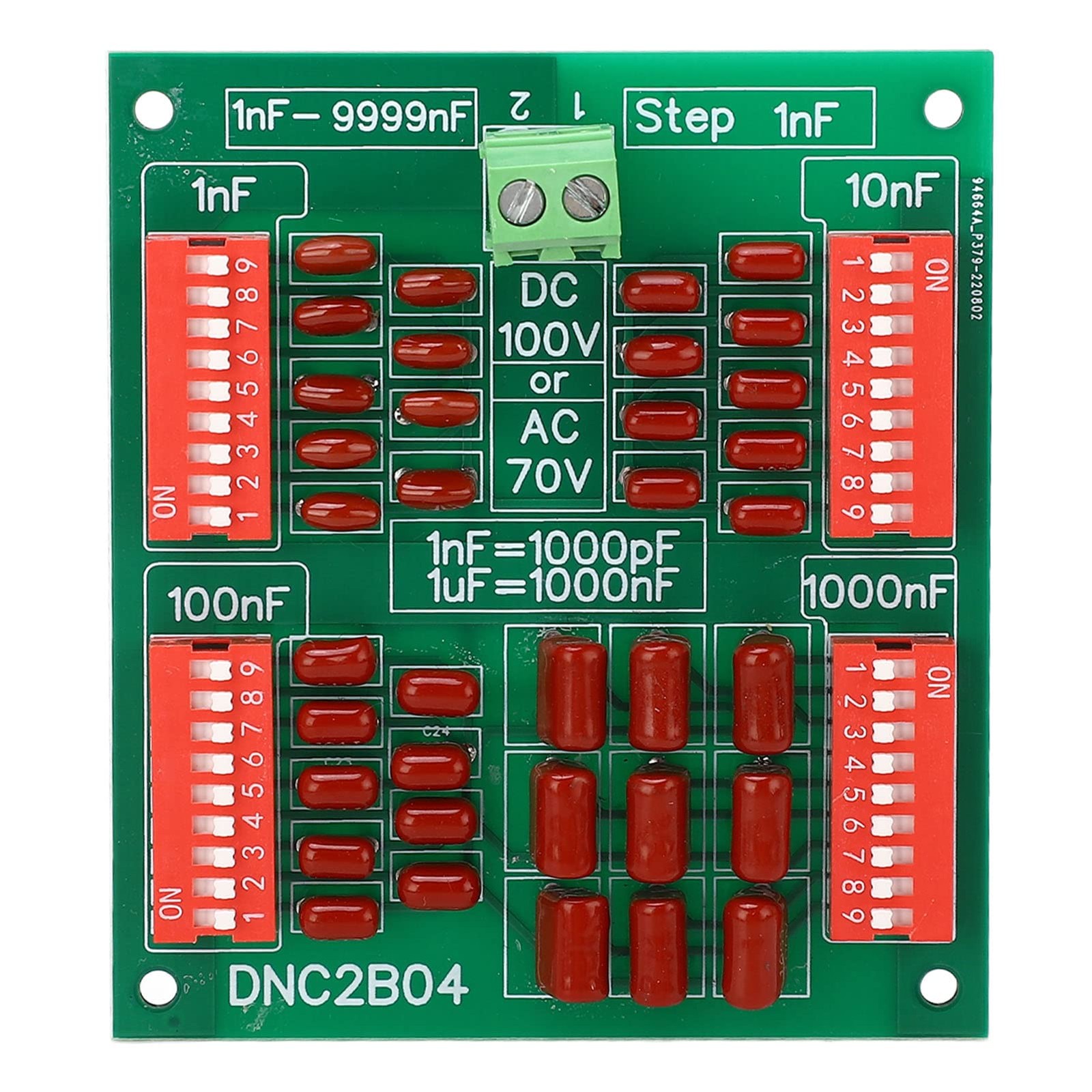 4 Digit Decade Programmable Capacitor Board 1nF9999nF Adjustable Box DNC2B04