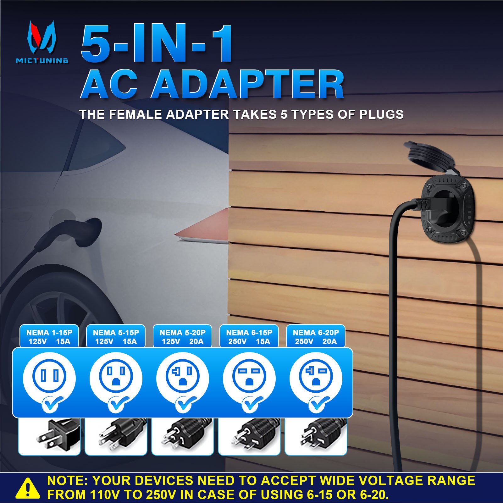 125V 20A AC Port Plug, 5-in-1 RV Shore Power Inlet Socket Electrical Receptacle
