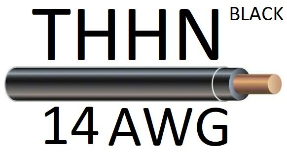 14 AWG Solid Black THHN Copper Wire Sold By The 10 Foot Lengths and Cut to SIZE!