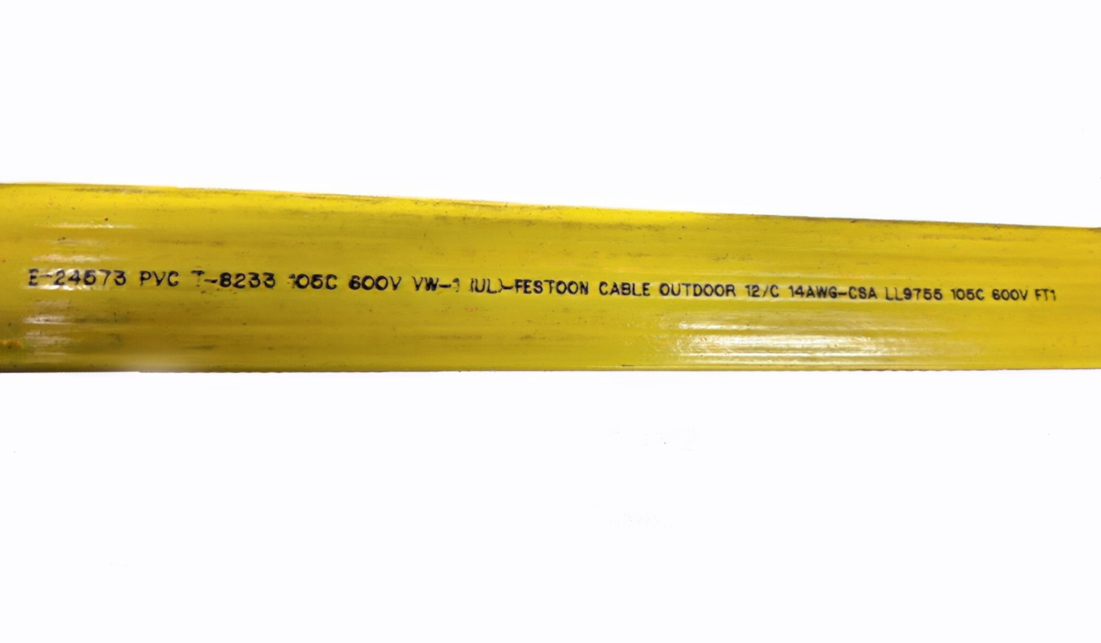 Duct-O-Wire like 14 AWG 12 Conductor Flat Festoon Cable PVC Yellow 600V 48′