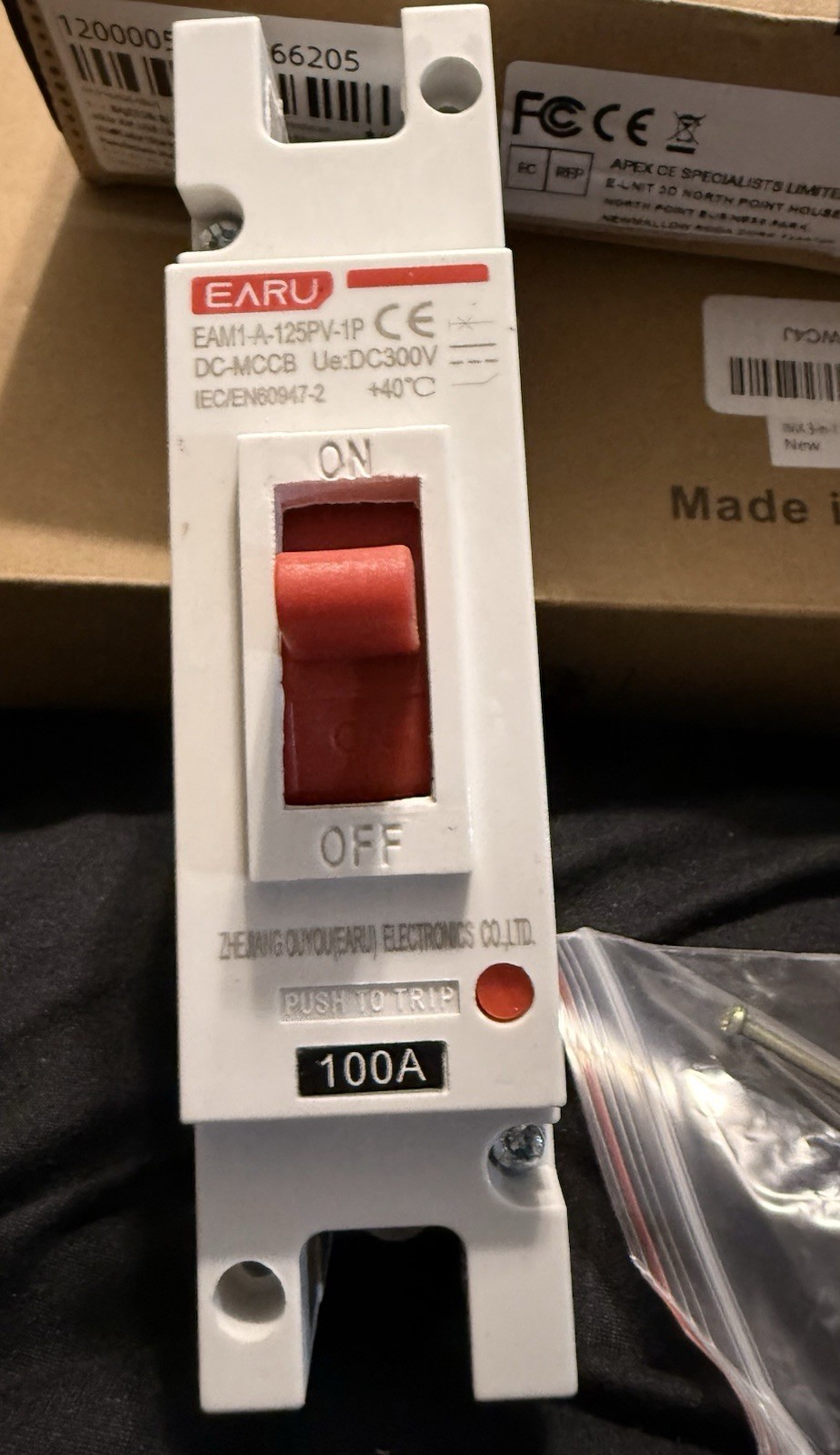 Moulded Case Circuit Breaker 100A MCCB Solar Battery Protection Switch 2P DC NEW