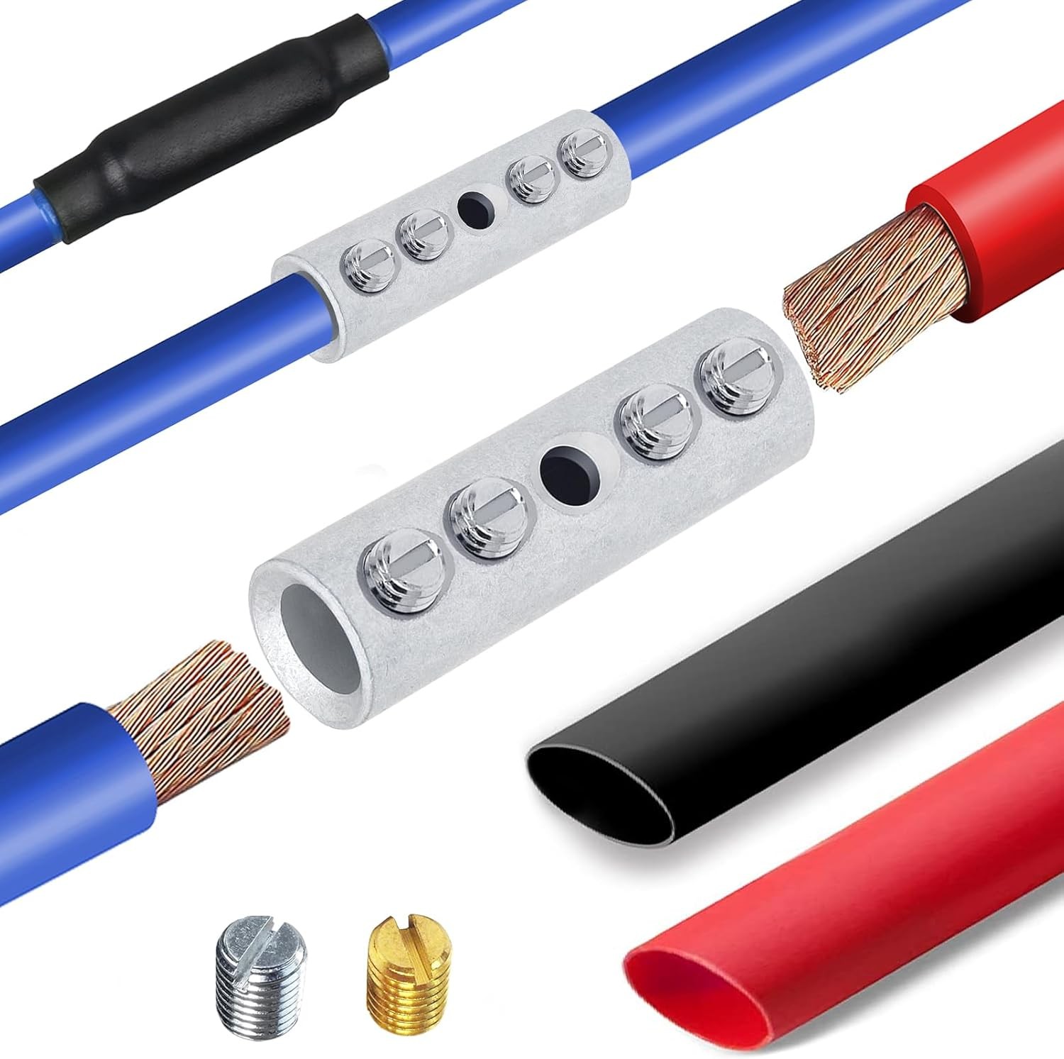 Gauge 22-16 Wire Butt Connectors Kit Tinned Brass