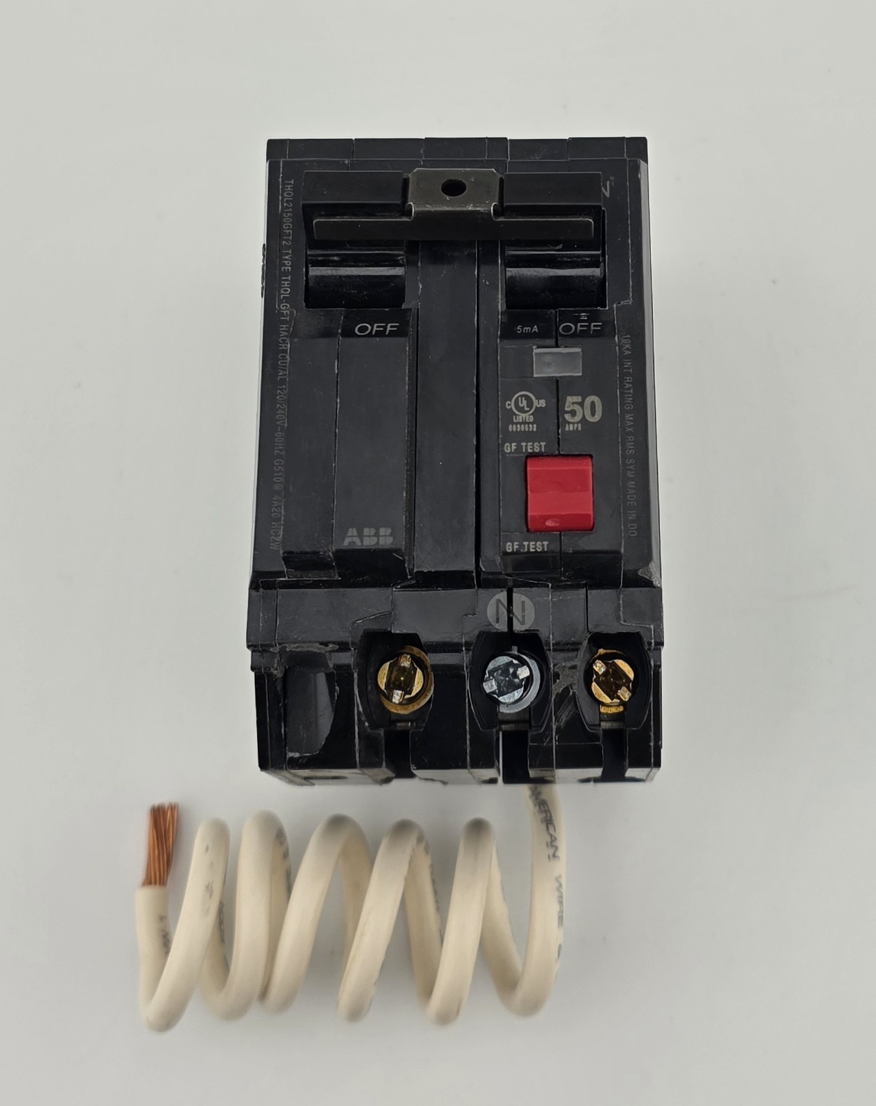 ABB GE 50 Amp 240V 2 Pole Ground Fault Breaker with Self-Test THQL2150GFT2A