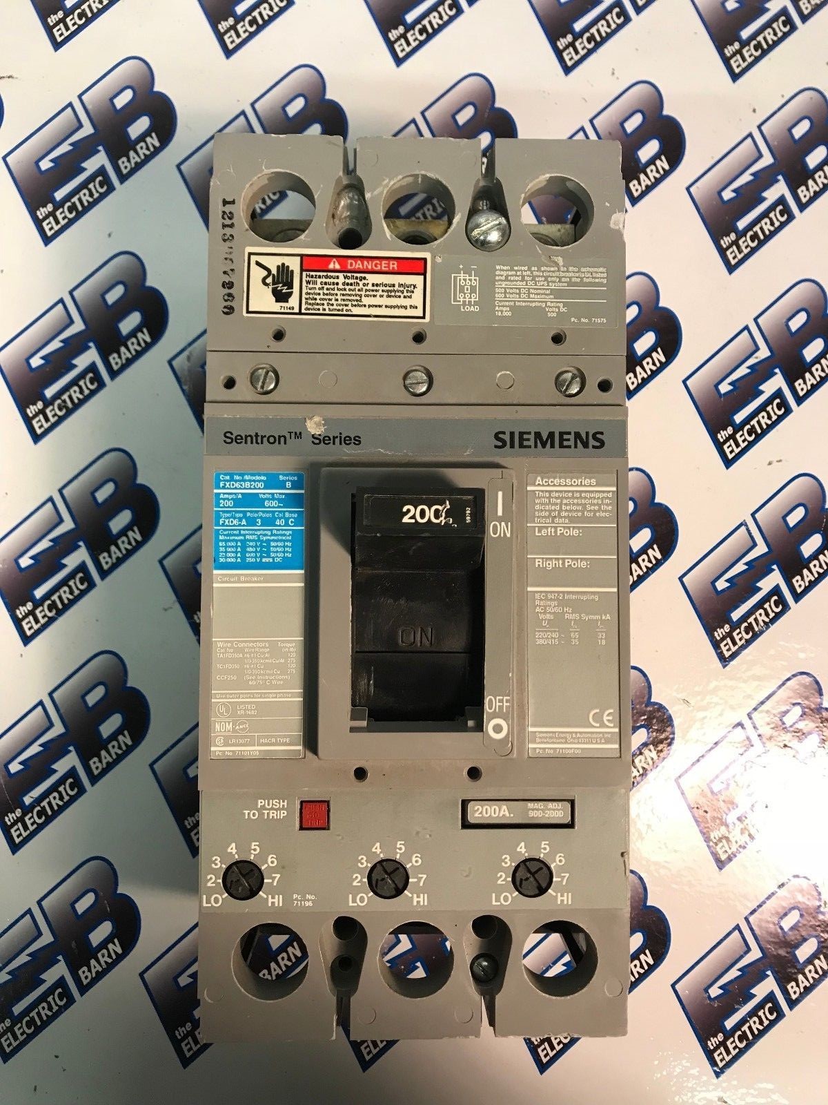 Siemens FXD63B200 Circuit Breaker 200 Amp 600 Volt 3 Pole 35K -WARRANTY