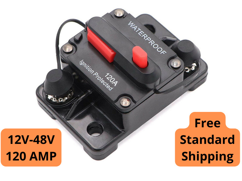 120 Amp Waterproof Circuit Breaker Auto/Marine/Solar 12-48V DC Manual Reset