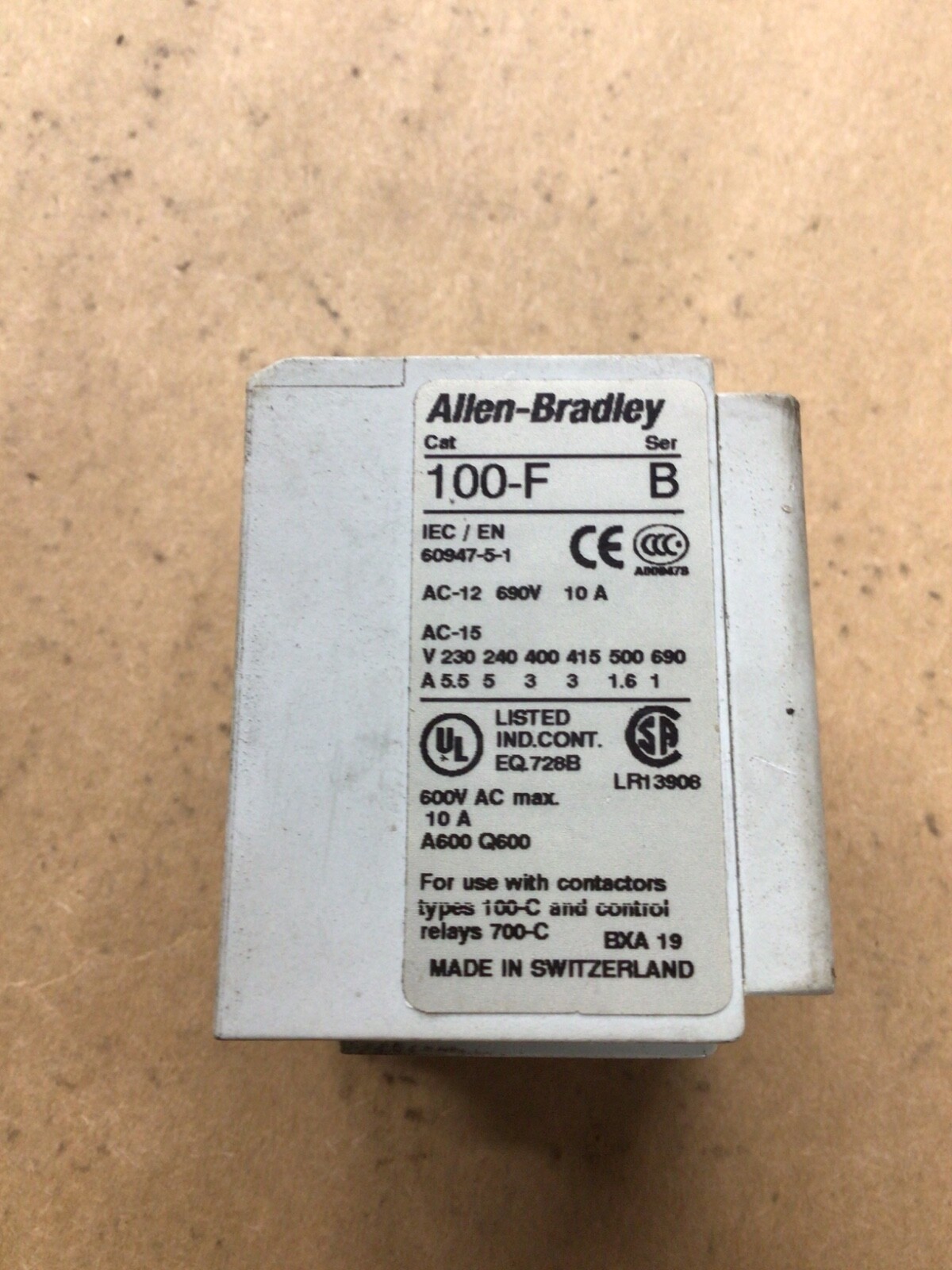 Allen Bradley 100-F Ser B Contact Block #4005J91