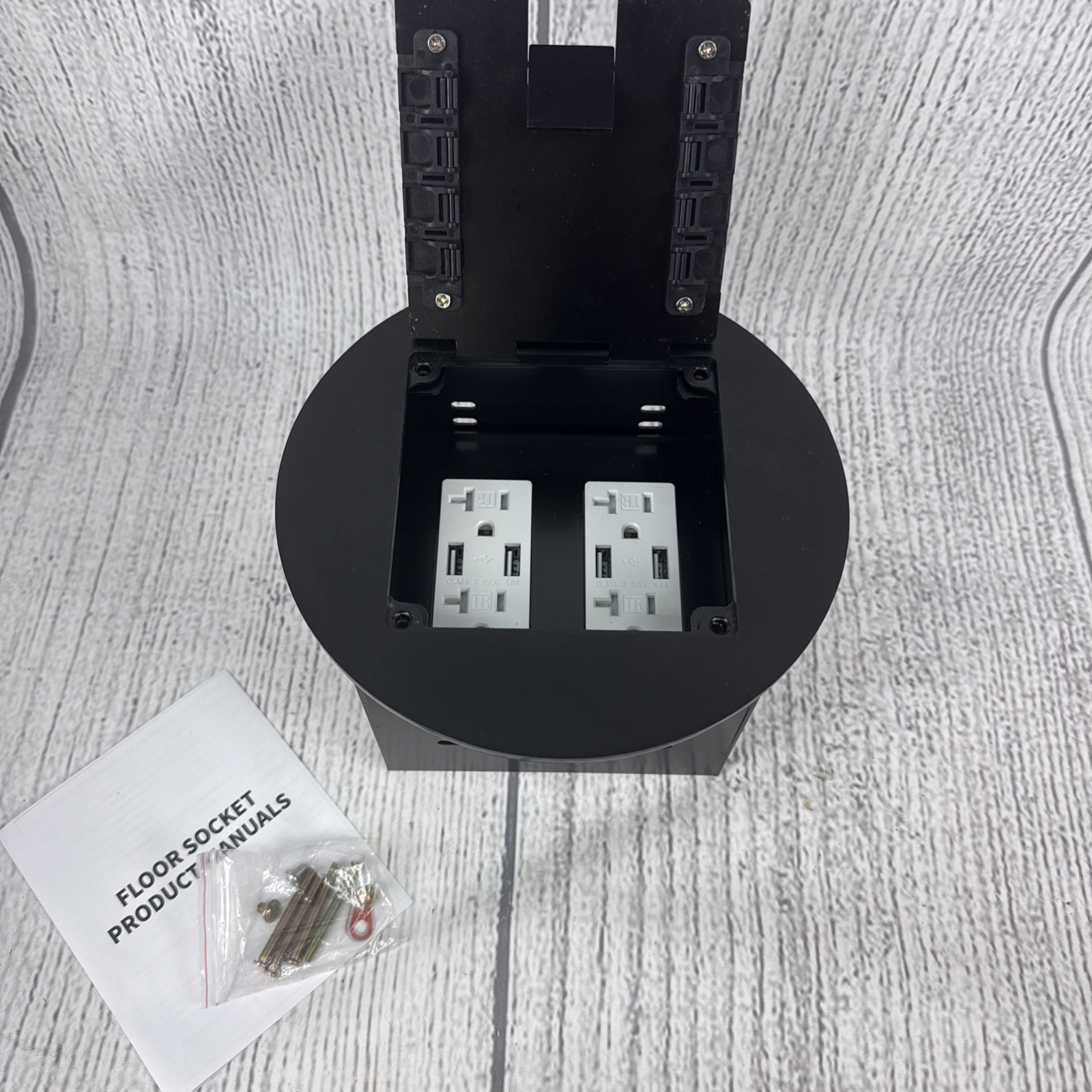 Recessed Floor Electrical Outlet Kit with 4 * 20A Outlet, 4 * 5V/4.8A USB Port