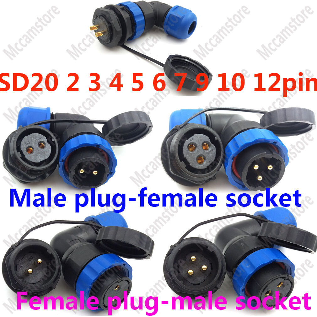 SD20 1-14 Pin IP67 Elbow Waterproof Wire Connector Plug,Aviation Cable Connector