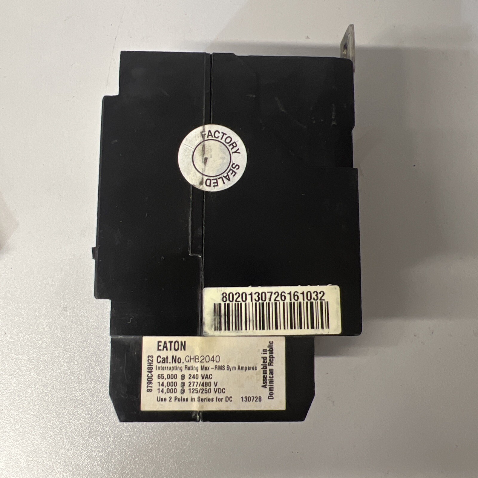 Eaton Cutler Hammer GHB2040 Bolt-On Circuit Breaker 40A 2 Pole 277/480V