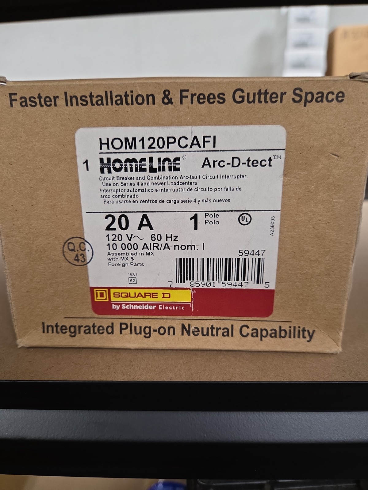 SQUARE D 20 AMP CIRC BRKR & ARC FAULT CIRCUIT INTERRUPTER HOM120PCAFI LOT OF 3