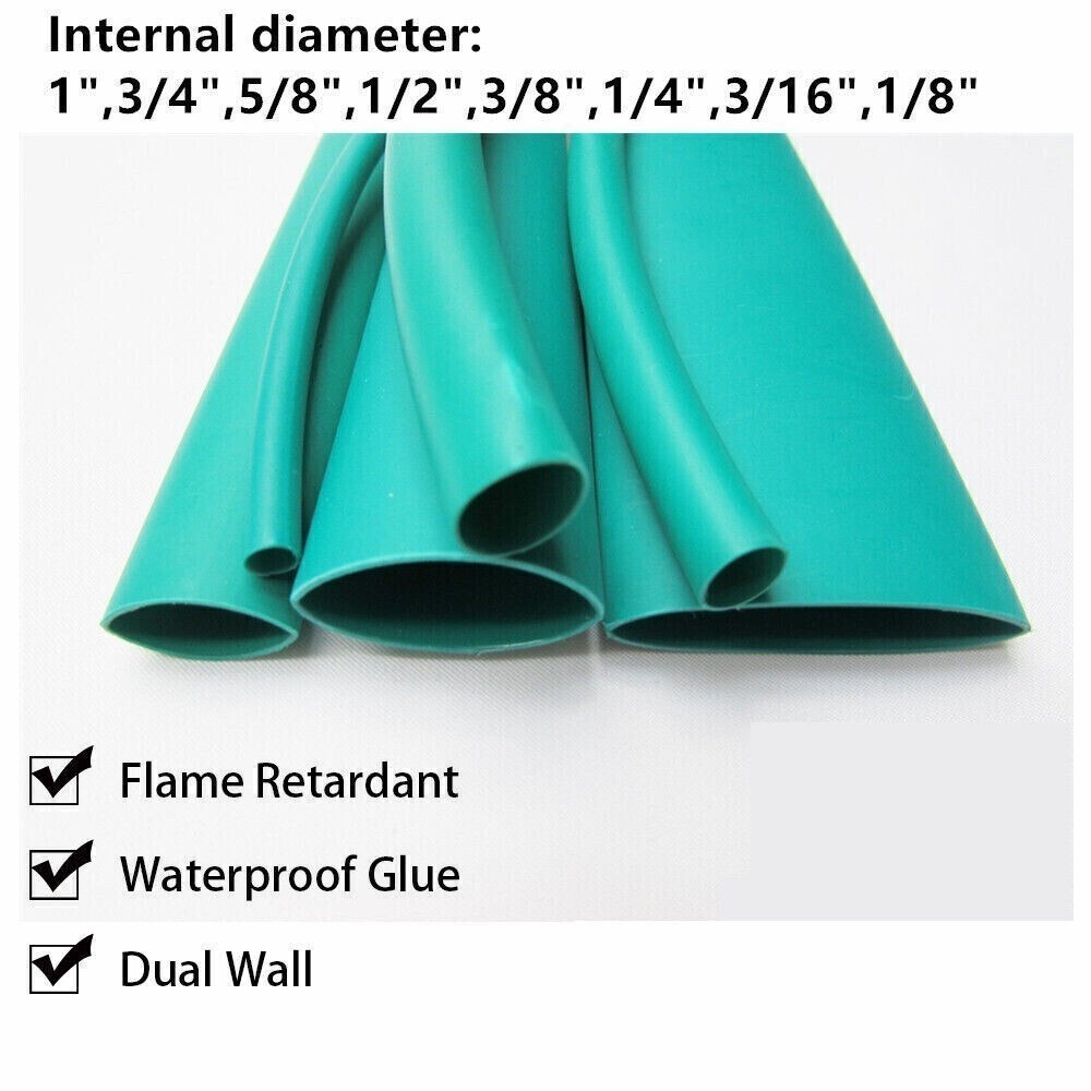 5-20FT 3:1 Ratio 1/8″ 3/16″ 1/4″ 3/8″ 1/2″ 5/8″ 3/4″ 1″ Green Heat Shrink Tubing