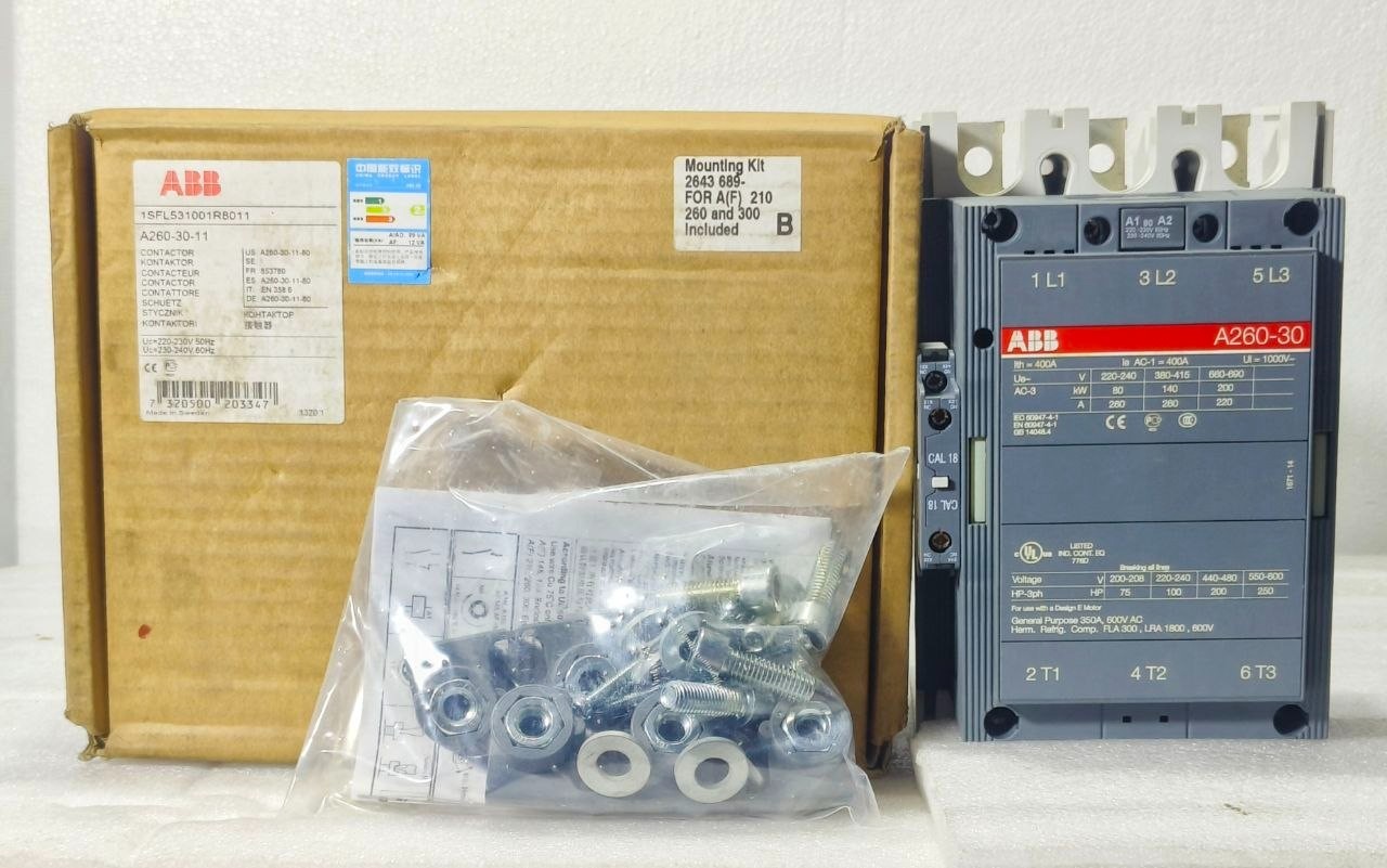 NEW🆕 ABB A260-30-11 3-POLE CONTACTOR 400A AC-1 220-240V COIL 1SFL531001R801