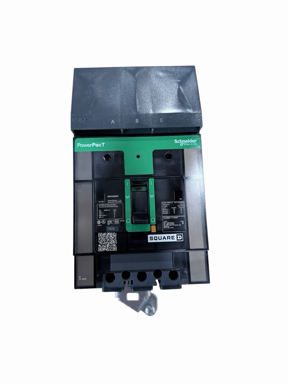 Square D BDA36060 PowerPacT B 60A 3P I-Line Circuit Breaker