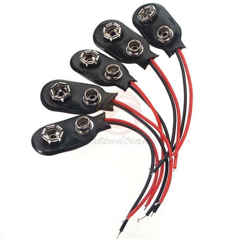 10Pcs Snap on 9V Battery Holder Clip Connector Hard Shell 10CM Cable Lead