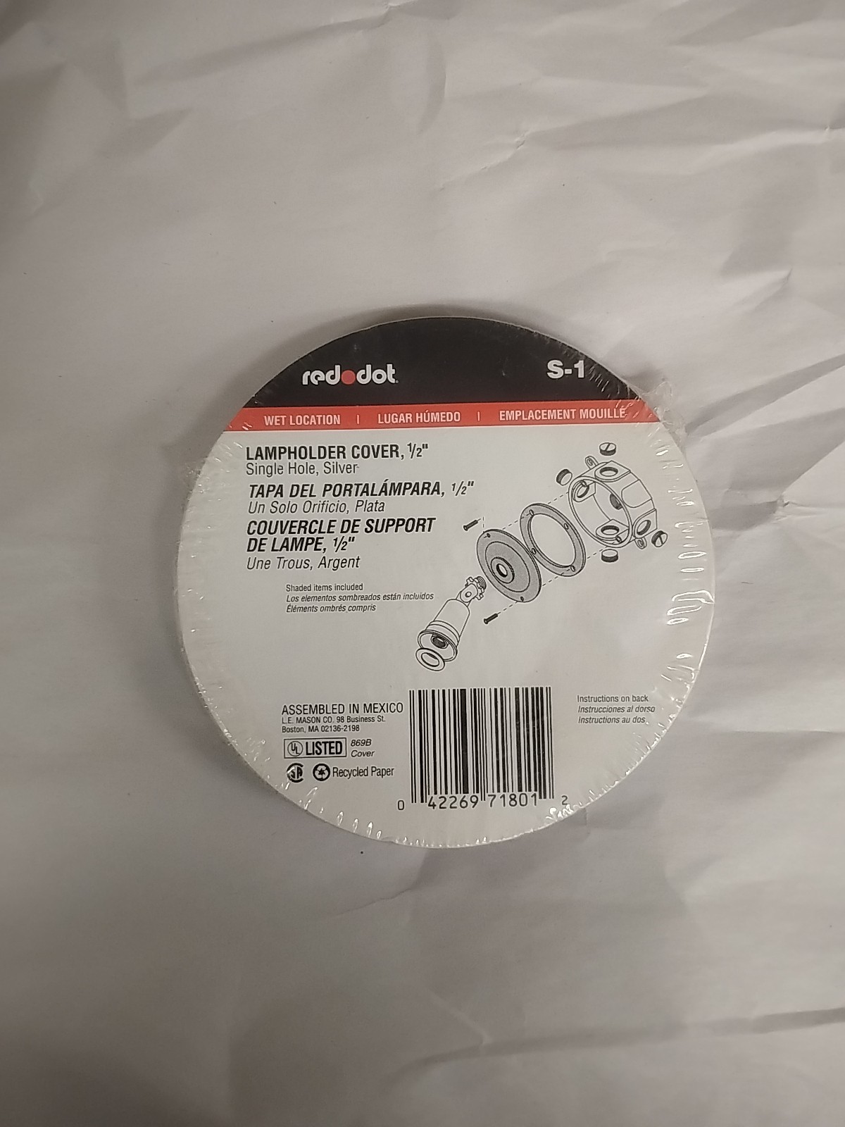 Red Dot S-1 Wet Location 4″ Round Outdoor Lampholder Cover. Silver New