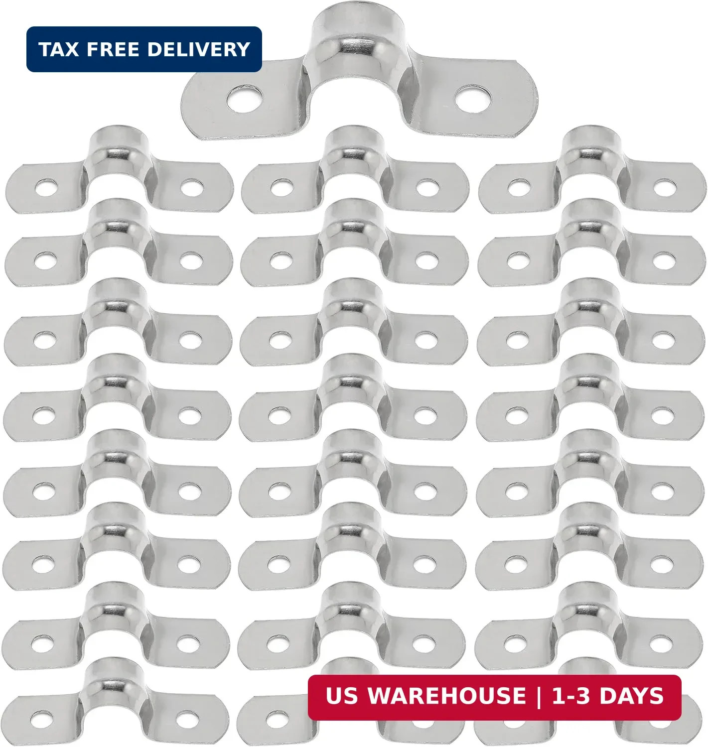 25PCS M10 304 Stainless Steel Rigid Pipe Strap Two Hole Cable Strap u Bracket Pi