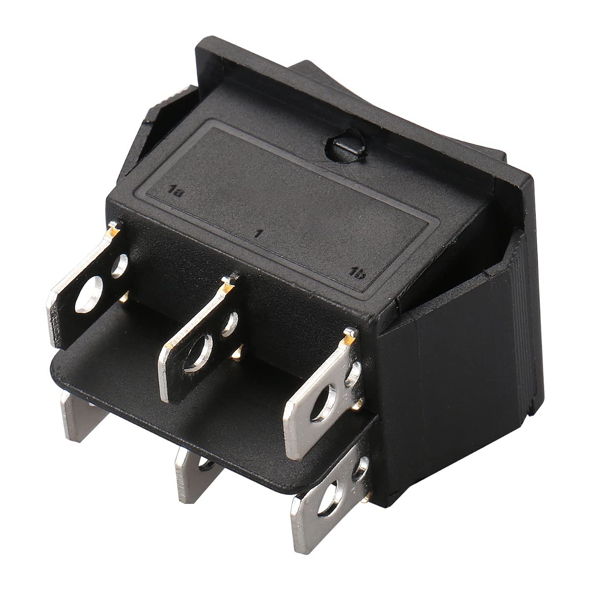 BAOMAIN DPDT Momentary Rocker Switch (ON)-Off-(ON),6-Pin 3 Position Black