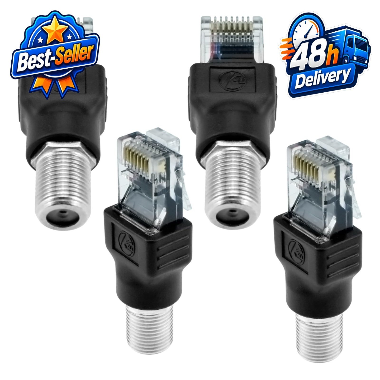 ZDRU Coaxial F-Type to RJ45 Male Adapter 4PCS Ethernet Connector