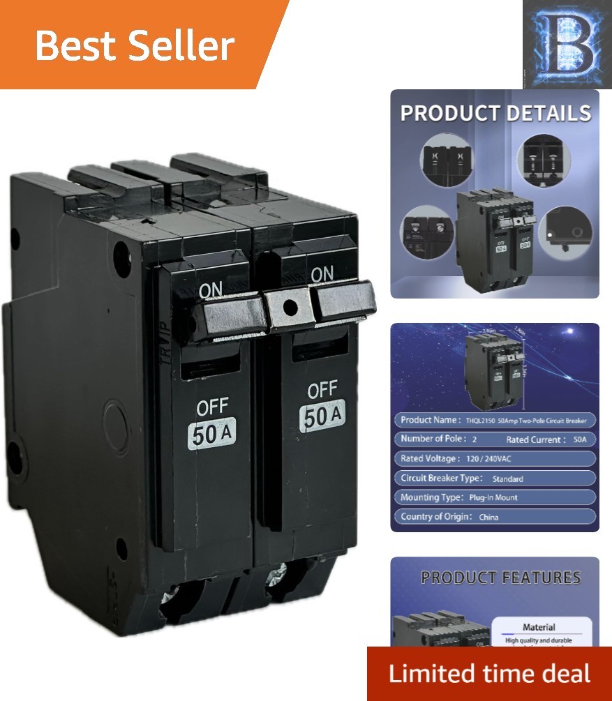 50A THQL Circuit Breaker – 2 Pole Plug-in Mount for GE 120/240V Safety