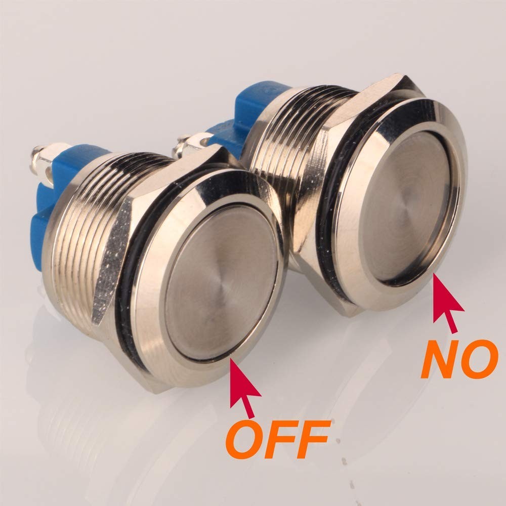 Stainless Steel 2pcs Latching Push Button Switch 5A Waterproof Metal
